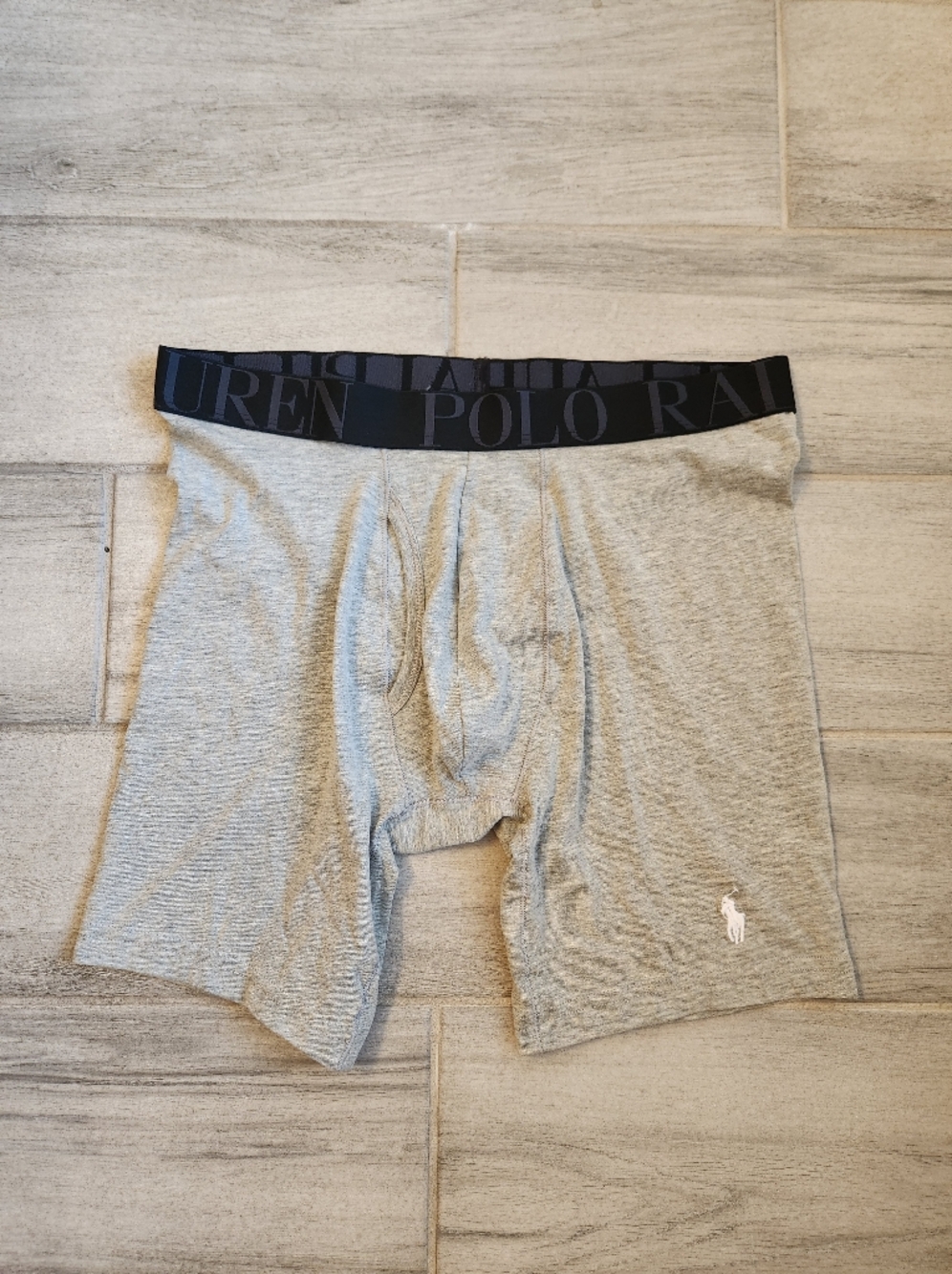 Polo Ralph Lauren Briefs M Grey Cotton Blend Logo Waist Long Leg Comfort New $20 - Picture 2 of 7
